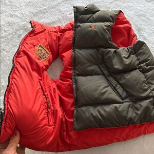 Ralph Lauren Kids Reversible puffer Vest LIKE NEW - Olive and orange 4T
